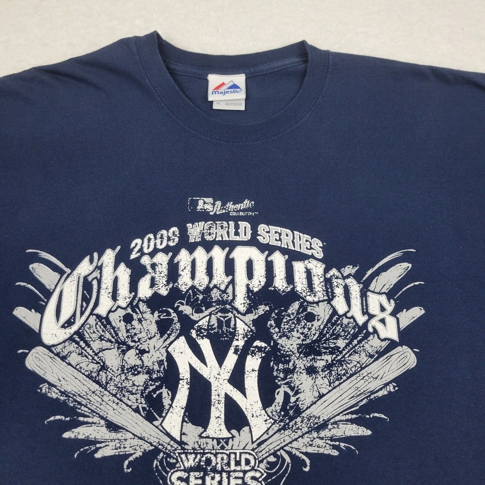 Majestic New York Yankees 2009 World Series Champions Long‎ Sleeve Mens XL Blue